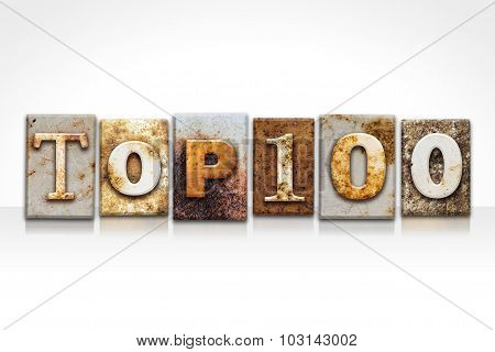 Top 100 Letterpress Concept Isolated On White