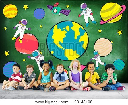 Planets Travel Dream Imagination Playful Space Universe Concept