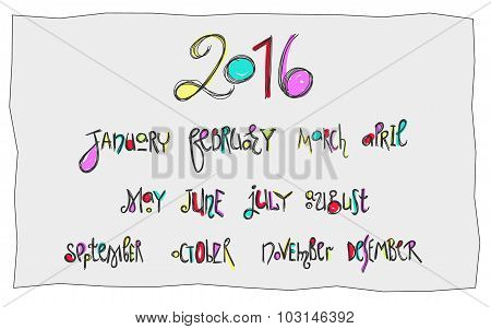 Handwritten Months Calligraphy