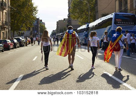Like A Superheros At National Day Of Catalonia