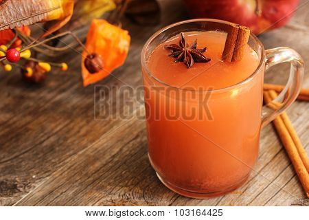 Warm apple cider drink for winter