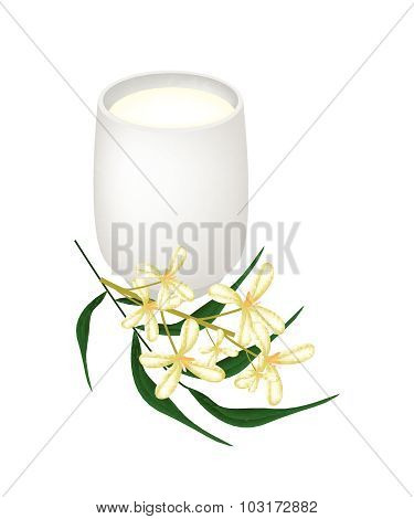 Orange Sweet Osmanthus Flower And Green Leaves