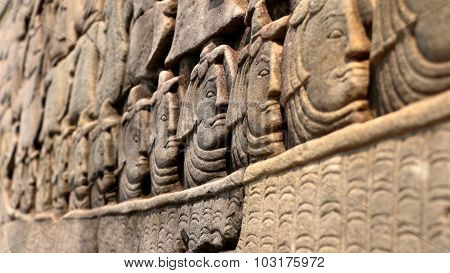 Stone Faces Of Khmer Army