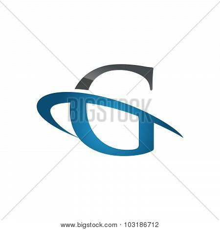 Initial letter G company swoosh logo blue