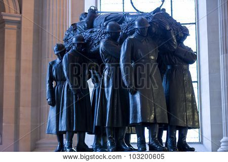 PARIS, FRANCE - SEPTEMBER 7, 2014: Paris - The National Residence of the Invalids. The tomb of Ferdinand Foch (1851-1929) Marshal of France.