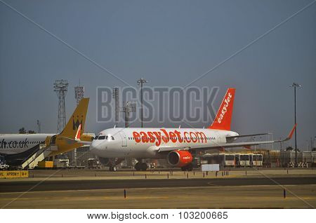 Plane Of Low Cost Airline Taxiing