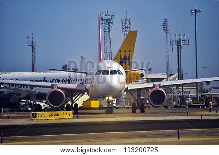 Plane Taxiing In A Airport
