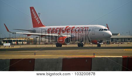 Airplane Taxiing In A Airport