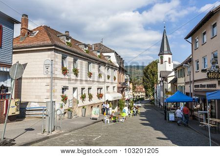 People Enjoy The Beautiful Historic Town Of Koenigstein