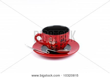 Tazza di tè rosso Tradicional China. Isolated On White Background