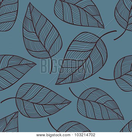 Hand Drawn Vector Seamless Pattern With Leaves