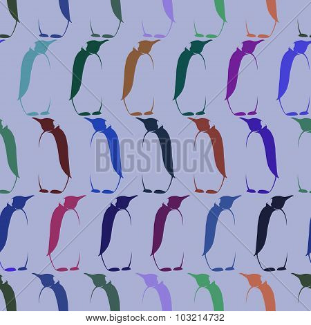 Vector Seamless Pattern With Penguins