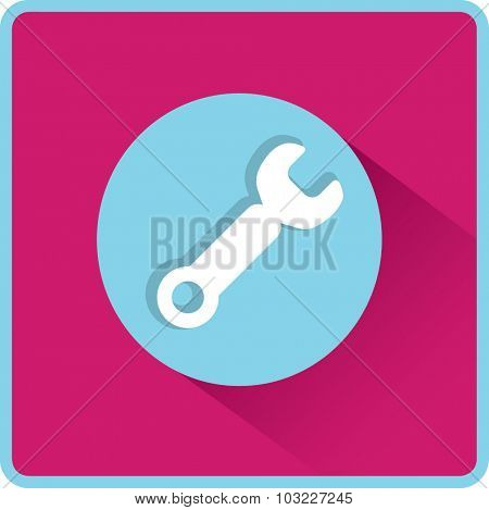 Wrench. tool to work Flat modern web button