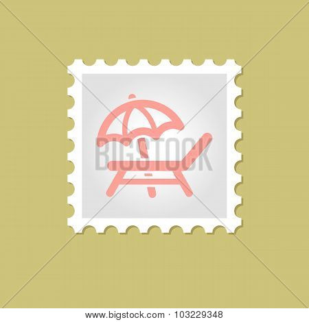 Lounger Beach Sunbed Chair vector stamp