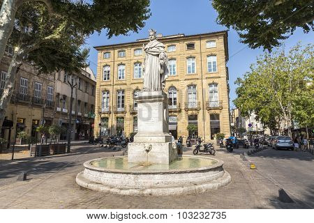 Famous Fountain Du Roi Rene In Aix En Provence