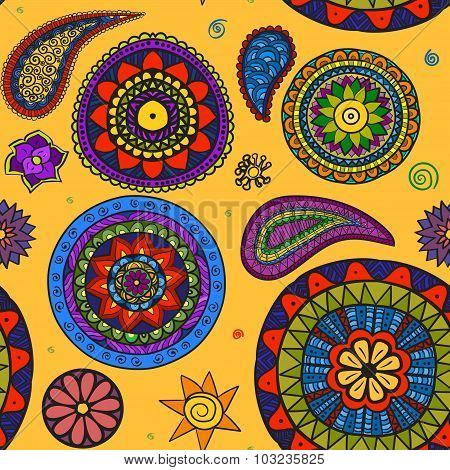 Vector beautiful floral and Paisley traditional ornament seamles