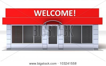 Illustration of shop or minimarket kiosk exterior
