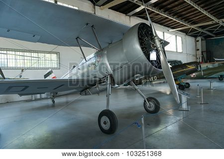 KRAKOW MUSEUM OF AVIATION, POLAND - JUL,  2015:  Exhibition plane in the aviation Museum in Krakow, Poland on July, 2, 2015. In summer often airshows take place here.
