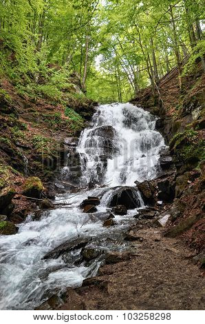 Mountain Fast Flowing River Shipot Waterfall Stream Of Water In The Rocks