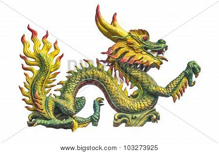 Dragon Statue On The Chinese Temple Roof