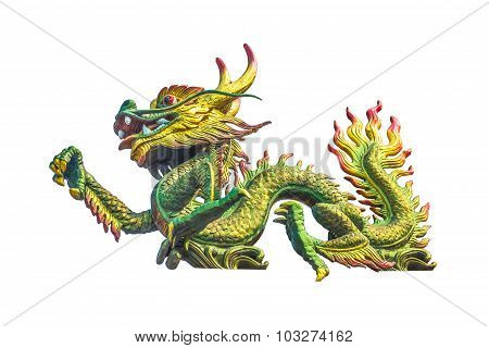 Dragon Statue On The Chinese Temple Roof