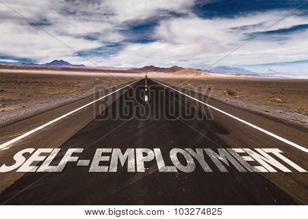 Self-Employment written on desert road