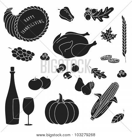 Thanksgiving Silhouette Elements.