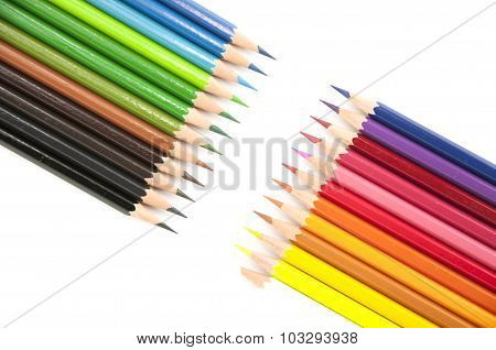 Colored Pencils, on white background.