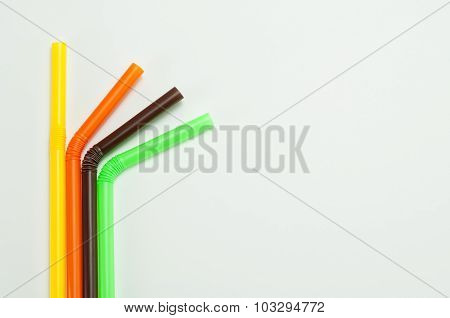 Colorful drinking straws isolated on white background.