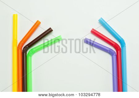 Colorful drinking straws isolated on white background.