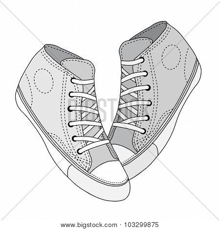 Classic sneaker sketched, Vector