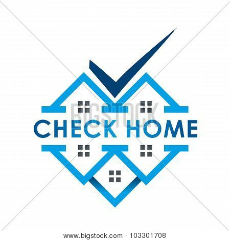 Logo check home blue icon abstract