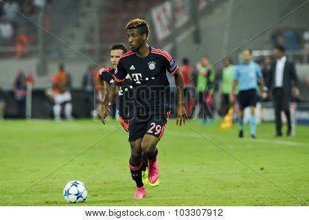 Kingsley Coman (r) And Juan Bernat (l) During The Uefa Champions League Game Between Olympiacos And