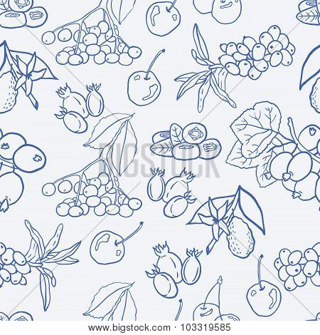 Autumn berries seamless pattern