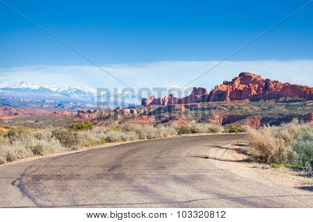 View of Mt Waas and Arches park plateau