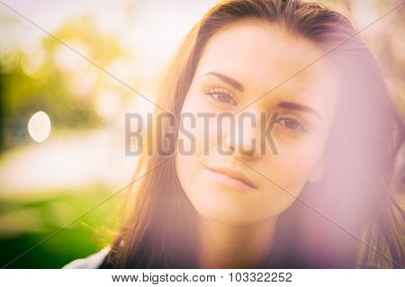 Sunshine Outdoor Portrait Of Pretty Girl