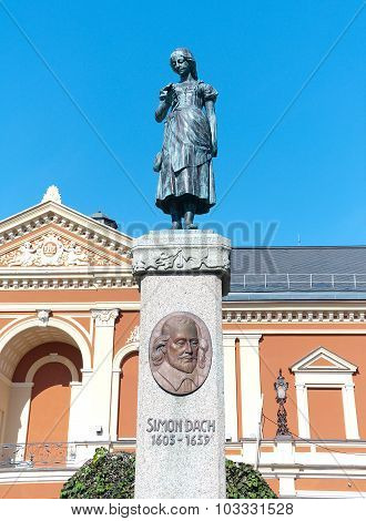 Klaipeda, Lithuania. Monument Fountain Simon Dach.