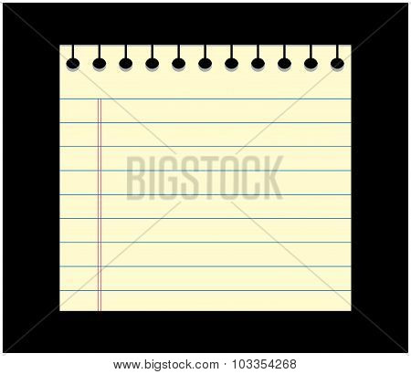 Image Of Empty School, Office Card Out Of The Notebook, Note. Cartoon Illustration Isolated On Black