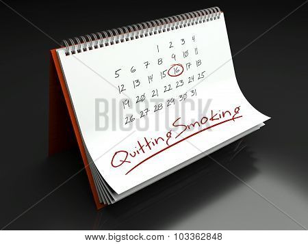 Quitting Smoking Important Day, Calendar Concept