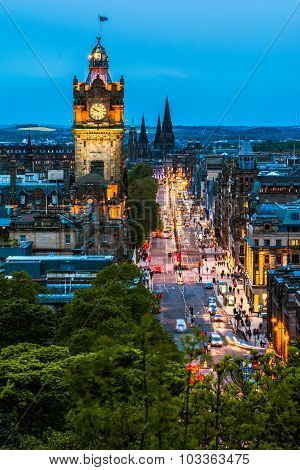 Night view over Edinburgh