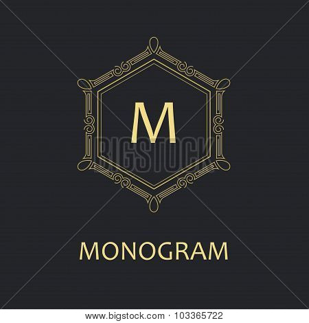 Vector geometric linear style frame - art deco text decoration.  Monogram