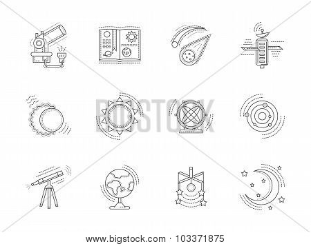 Linear icons vector collection for astronomy