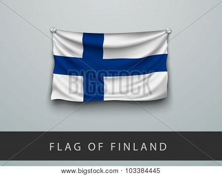 Finland Flag Battered, Hung On The Wall