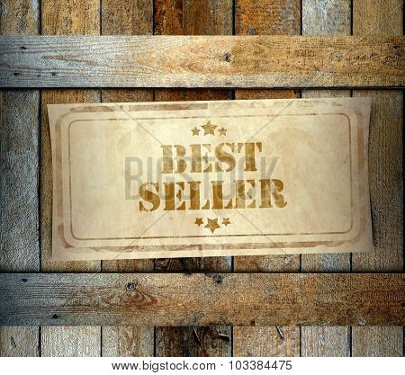 Stamp Best Seller Label Old Wooden Box