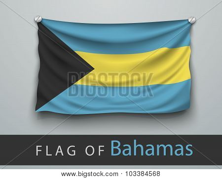 Flag Of Bahamas Battered, Hung On The Wall