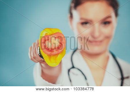 Dietitian With Vegetables. Healthy Diet Nutrition.