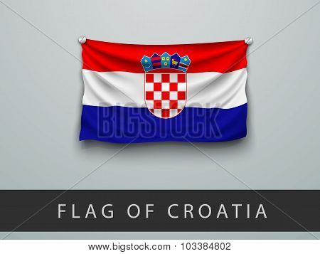 Flag Of Croatia Battered, Hung On The Wall