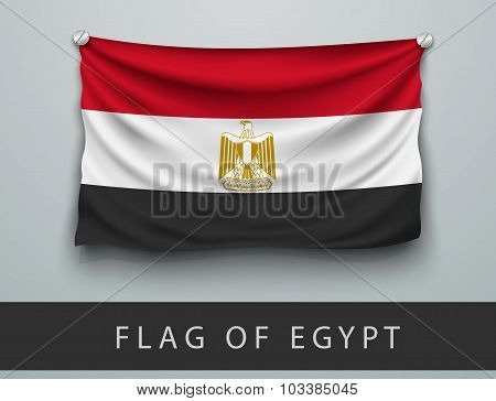 Flag Of Egypt Battered, Hung On The Wall