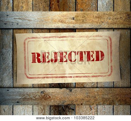 Stamp Rejected Label Old Wooden Box
