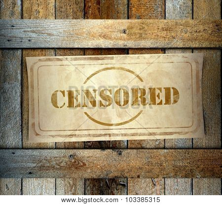 Stamp Censored Label Old Wooden Box